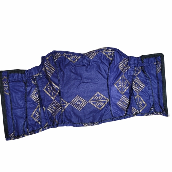 Handmade purple and gold cropped tube top with bow - Picture 8 of 8